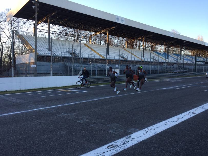 Sul tracciato dell&#39;Autodromo di Monza Eliud Kipchoge, Zersenay Tadese e Lelisa Desisa hanno corso la mezza maratona